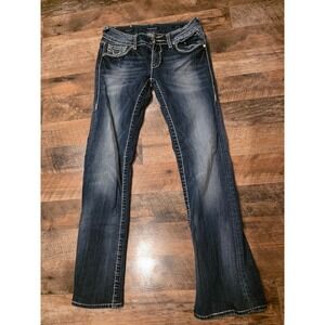 Vigoss The New York Bootcut Jeans Womens 28x33 Dark Wash Embroidered Rhinestone